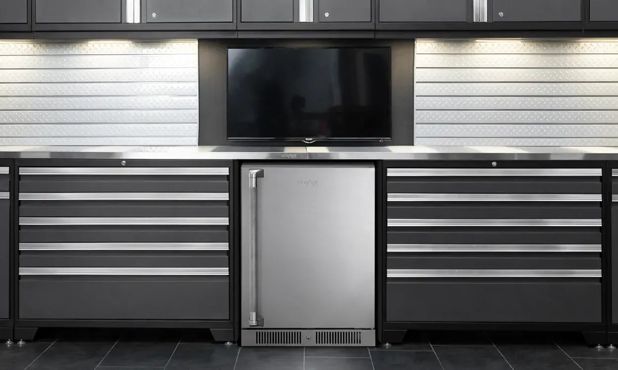 newage pro series with fridge and tv