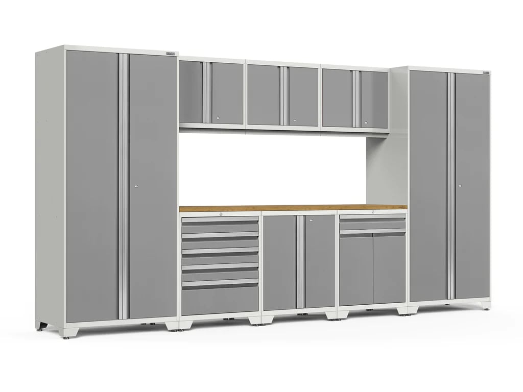 NewAge silver white garage cabinets