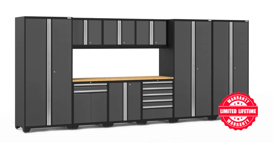 Grey NewAge garage storage cabinets